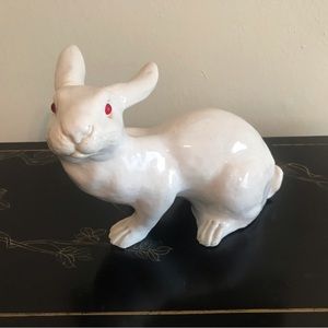 Vintage Ceramic Animal Figurine White Rabbit Bunny